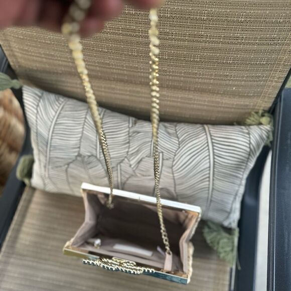 Talbots Straw Purse With Gold-tone Chain Crossbody Purse - Picture 7 of 7